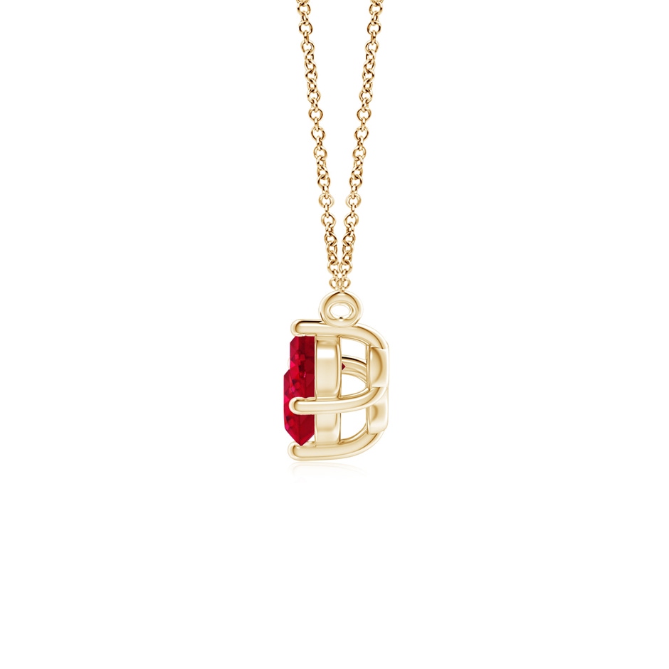 5mm AAA Classic Trio Round Ruby Necklace in 18K Yellow Gold side 199