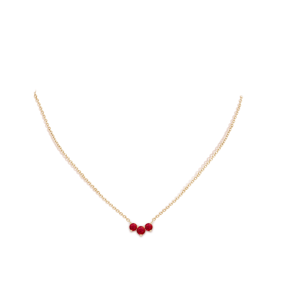 5mm AAA Classic Trio Round Ruby Necklace in 18K Yellow Gold pen