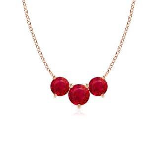 5mm AAA Classic Trio Ruby Necklace in Rose Gold