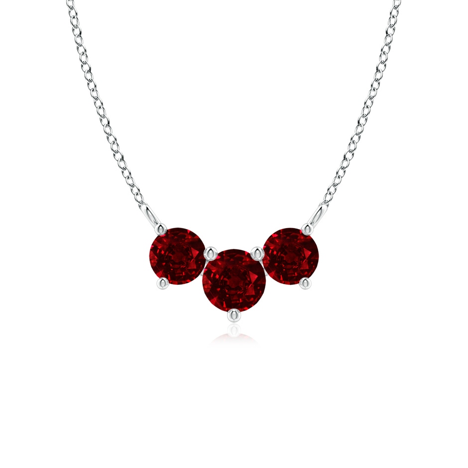 5mm AAAA Classic Trio Round Ruby Necklace in P950 Platinum 