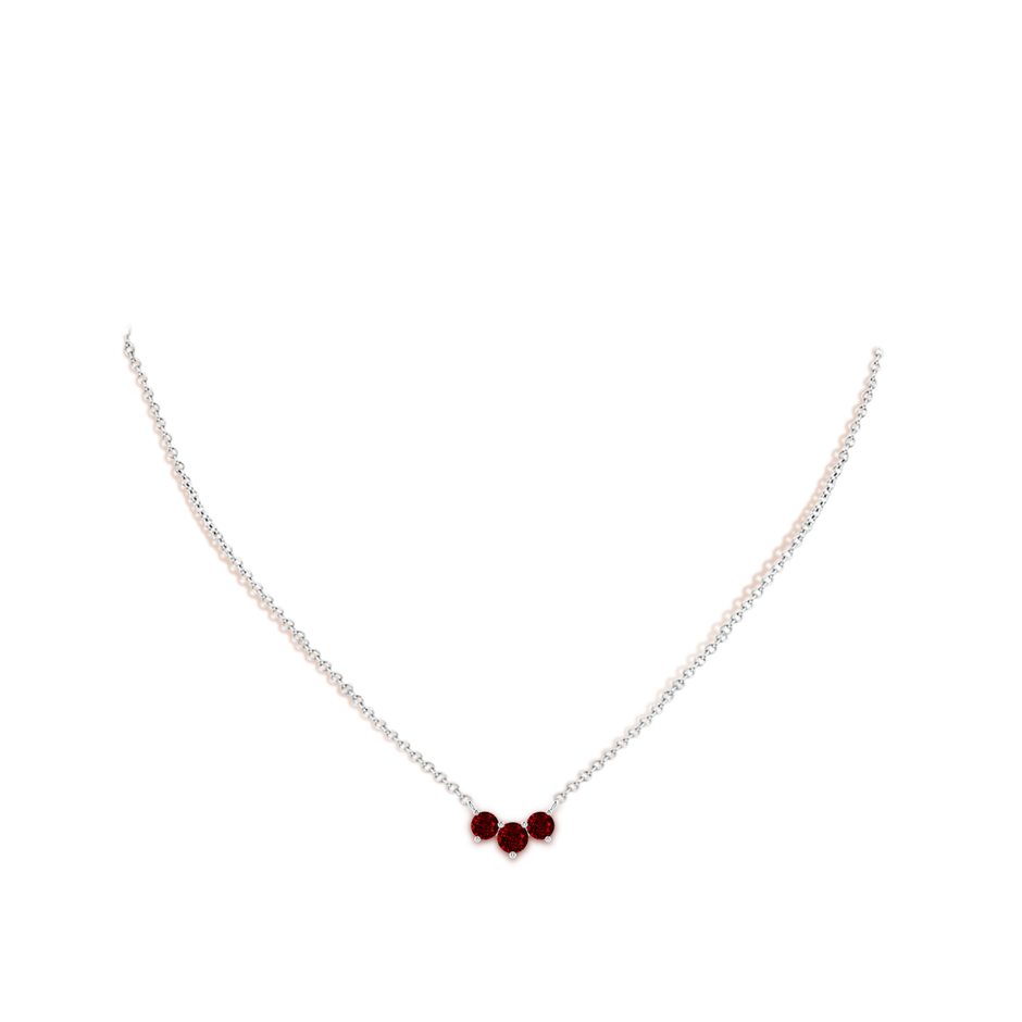 5mm AAAA Classic Trio Round Ruby Necklace in P950 Platinum pen