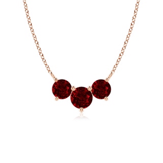 5mm AAAA Classic Trio Ruby Necklace in Rose Gold