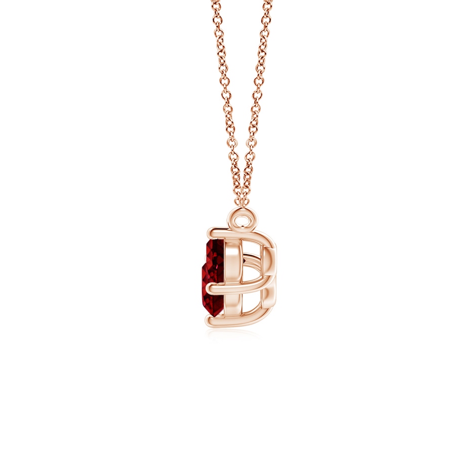 5mm AAAA Classic Trio Round Ruby Necklace in Rose Gold side 199