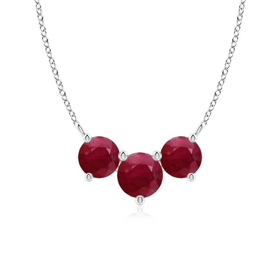 6mm A Classic Trio Round Ruby Necklace in P950 Platinum 