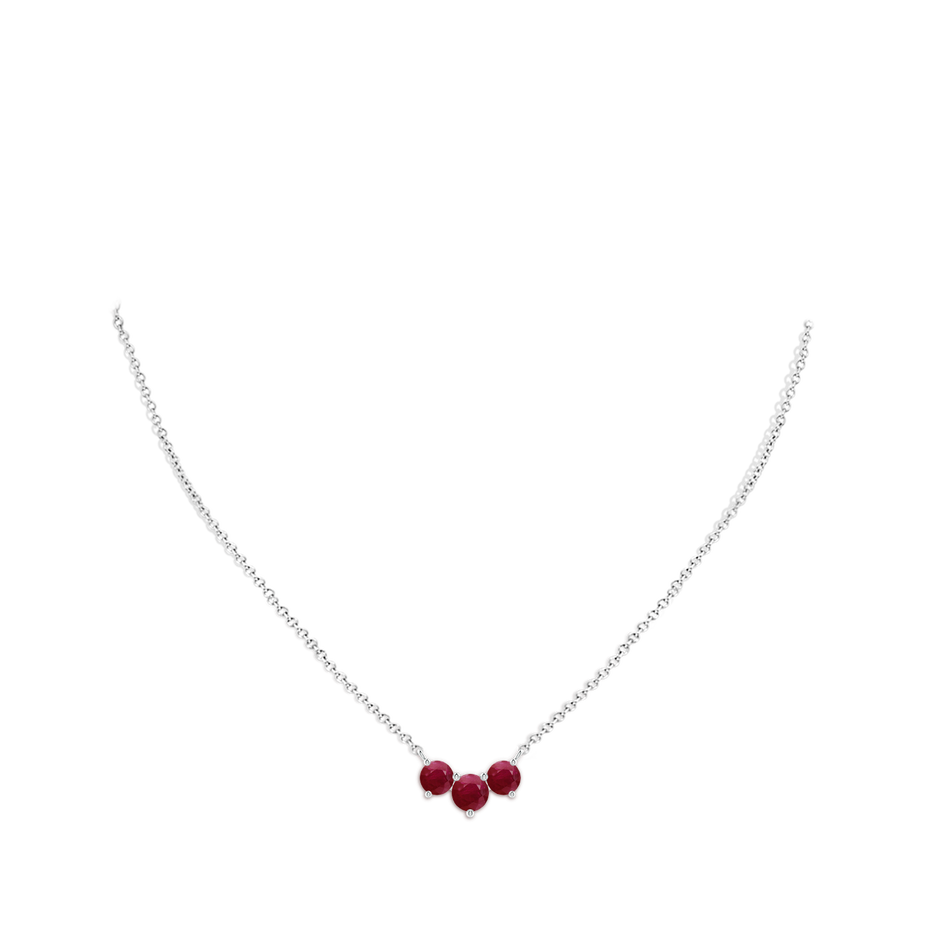 6mm A Classic Trio Round Ruby Necklace in P950 Platinum pen