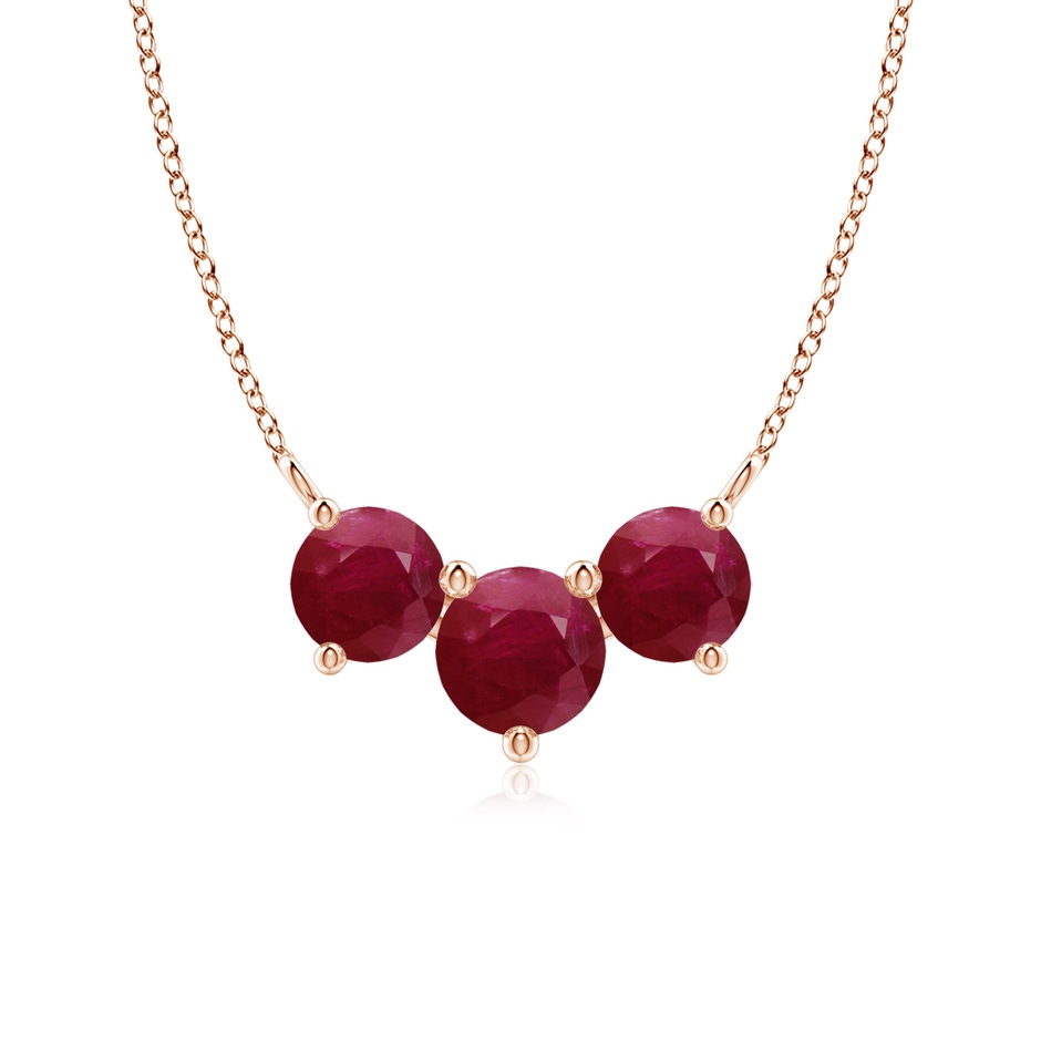 6mm A Classic Trio Round Ruby Necklace in Rose Gold 