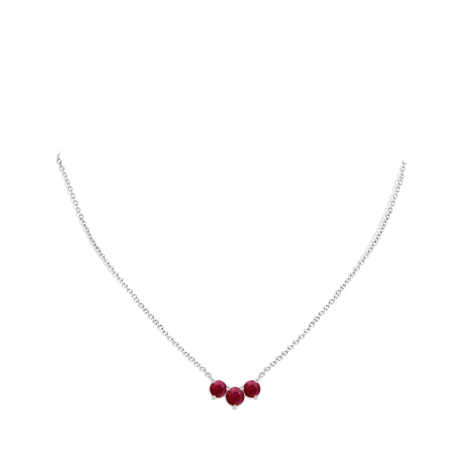 6mm A Classic Trio Round Ruby Necklace in White Gold pen