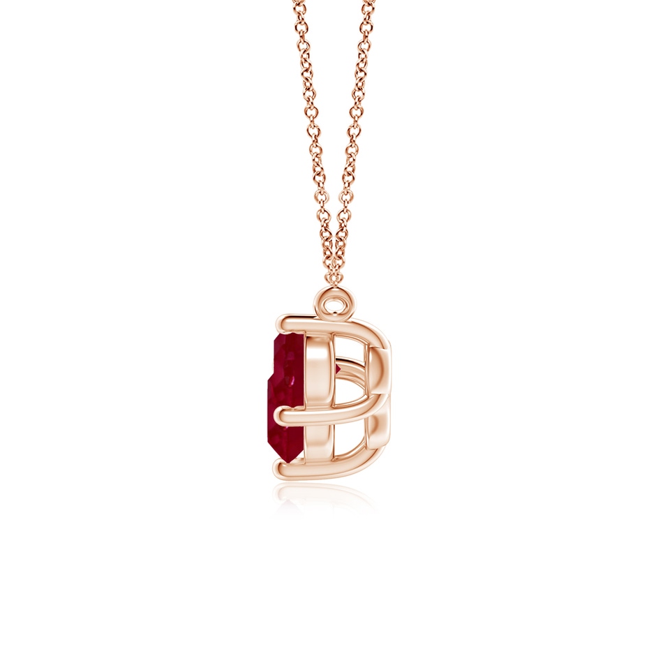 6mm AA Classic Trio Round Ruby Necklace in Rose Gold side 199