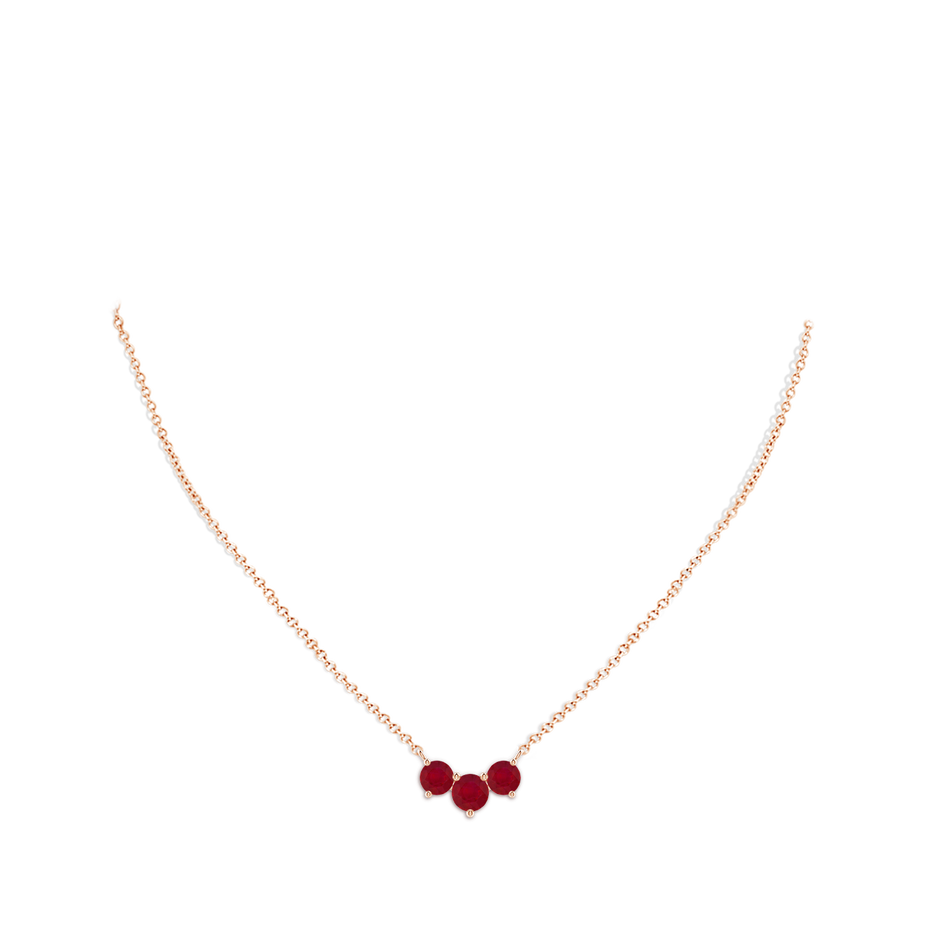 6mm AA Classic Trio Round Ruby Necklace in Rose Gold pen