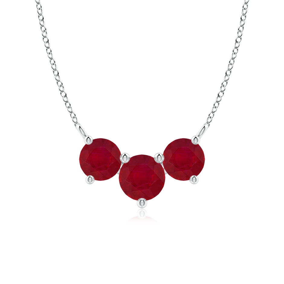 6mm AA Classic Trio Round Ruby Necklace in White Gold 