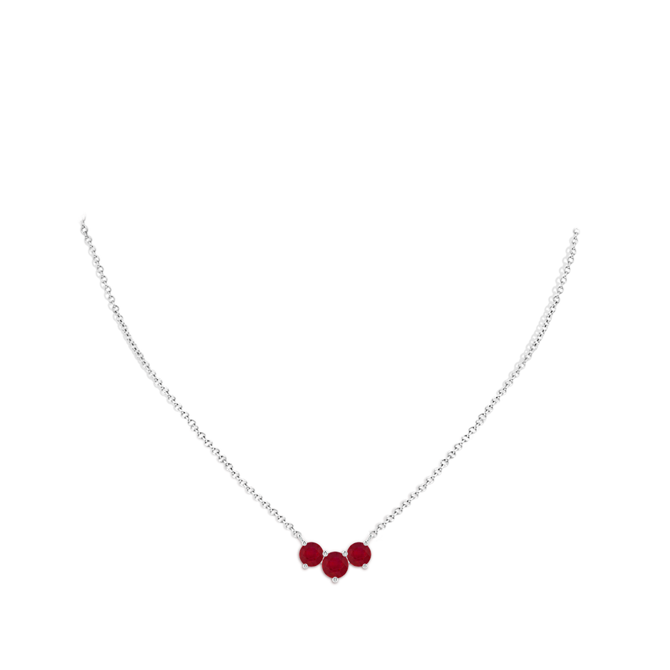 6mm AA Classic Trio Round Ruby Necklace in White Gold pen