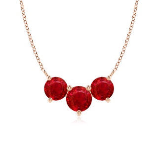 6mm AAA Classic Trio Ruby Necklace in Rose Gold