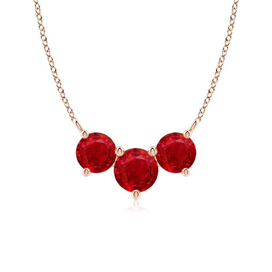 6mm AAA Classic Trio Round Ruby Necklace in Rose Gold 