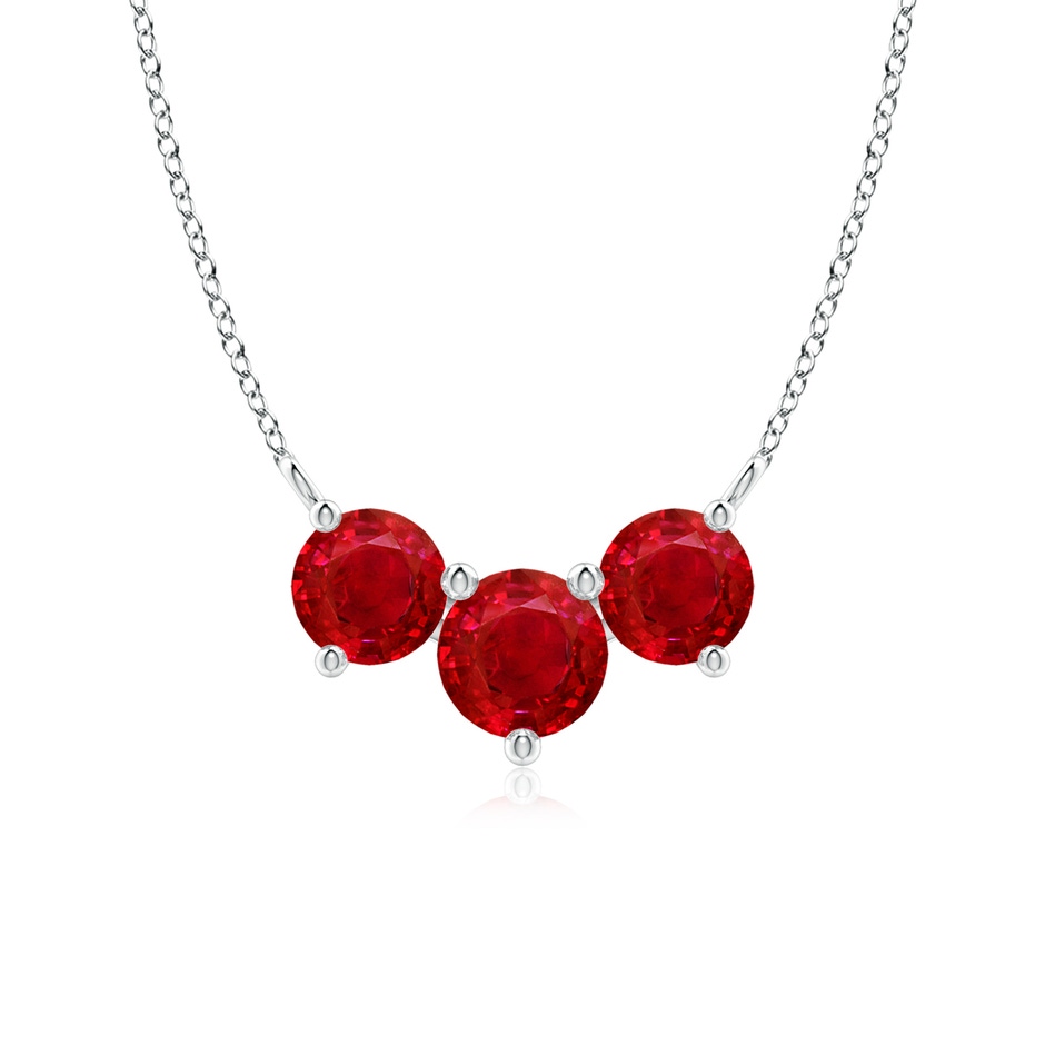 6mm AAA Classic Trio Round Ruby Necklace in White Gold 