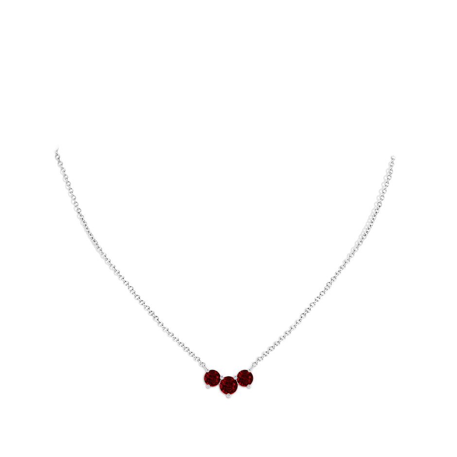 6mm AAAA Classic Trio Round Ruby Necklace in P950 Platinum pen
