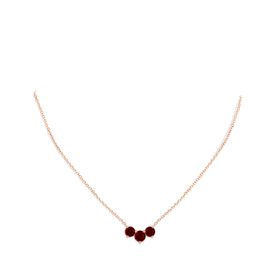 6mm AAAA Classic Trio Round Ruby Necklace in Rose Gold pen