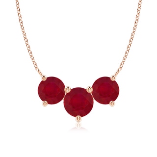 7mm AA Classic Trio Ruby Necklace in Rose Gold