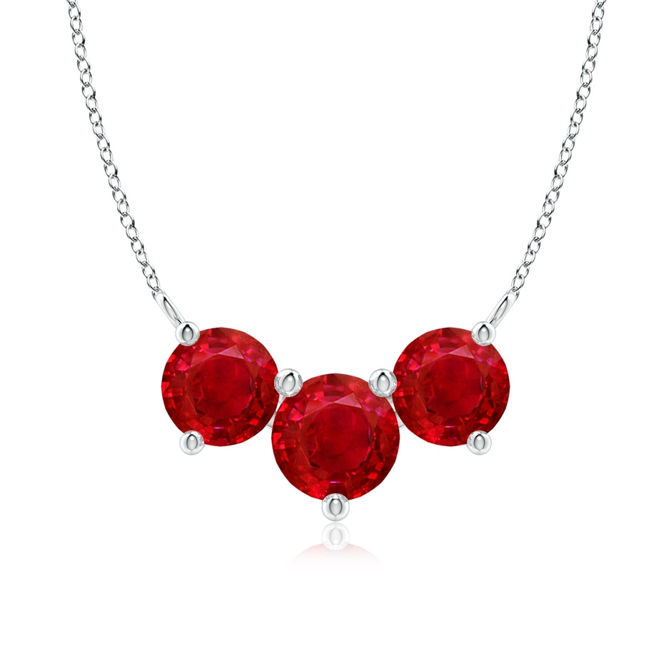 7mm AAA Classic Trio Round Ruby Necklace in P950 Platinum 