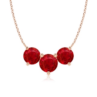 7mm AAA Classic Trio Ruby Necklace in Rose Gold