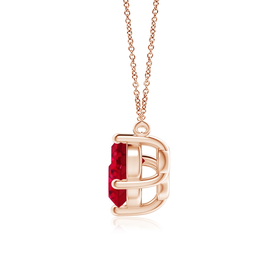 7mm AAA Classic Trio Round Ruby Necklace in Rose Gold side 199