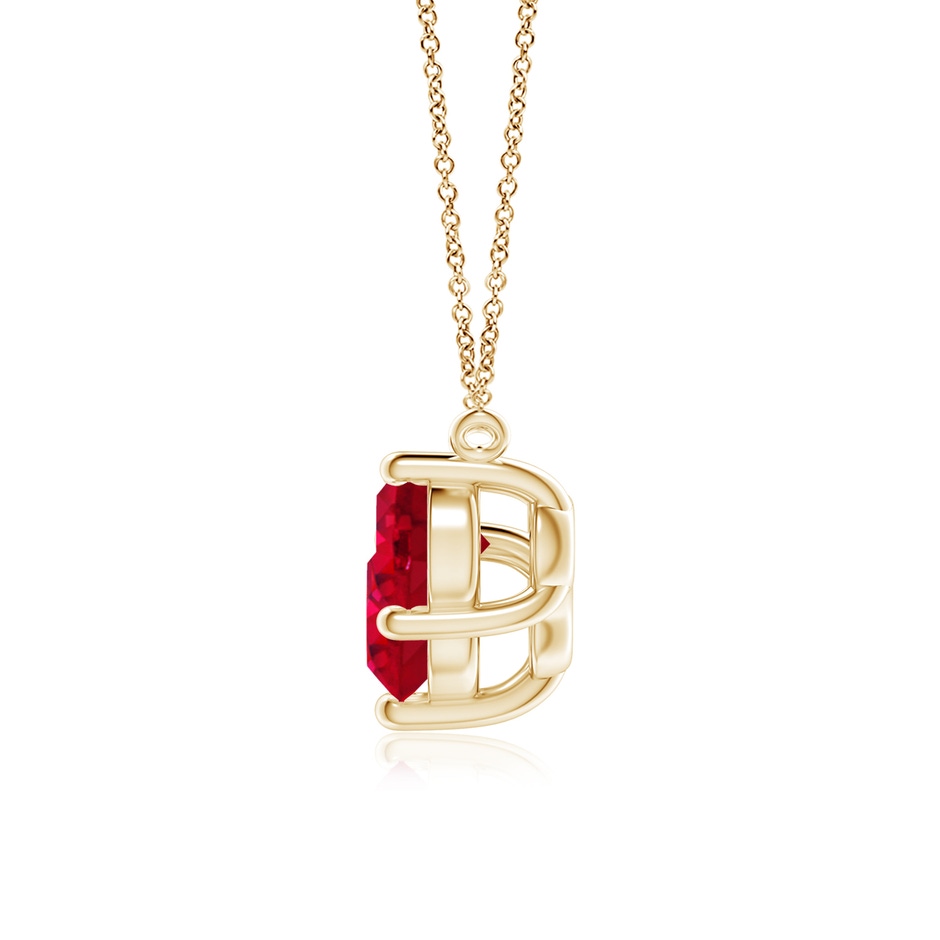 7mm AAA Classic Trio Round Ruby Necklace in Yellow Gold side 199