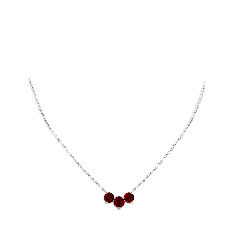 7mm AAAA Classic Trio Round Ruby Necklace in P950 Platinum pen
