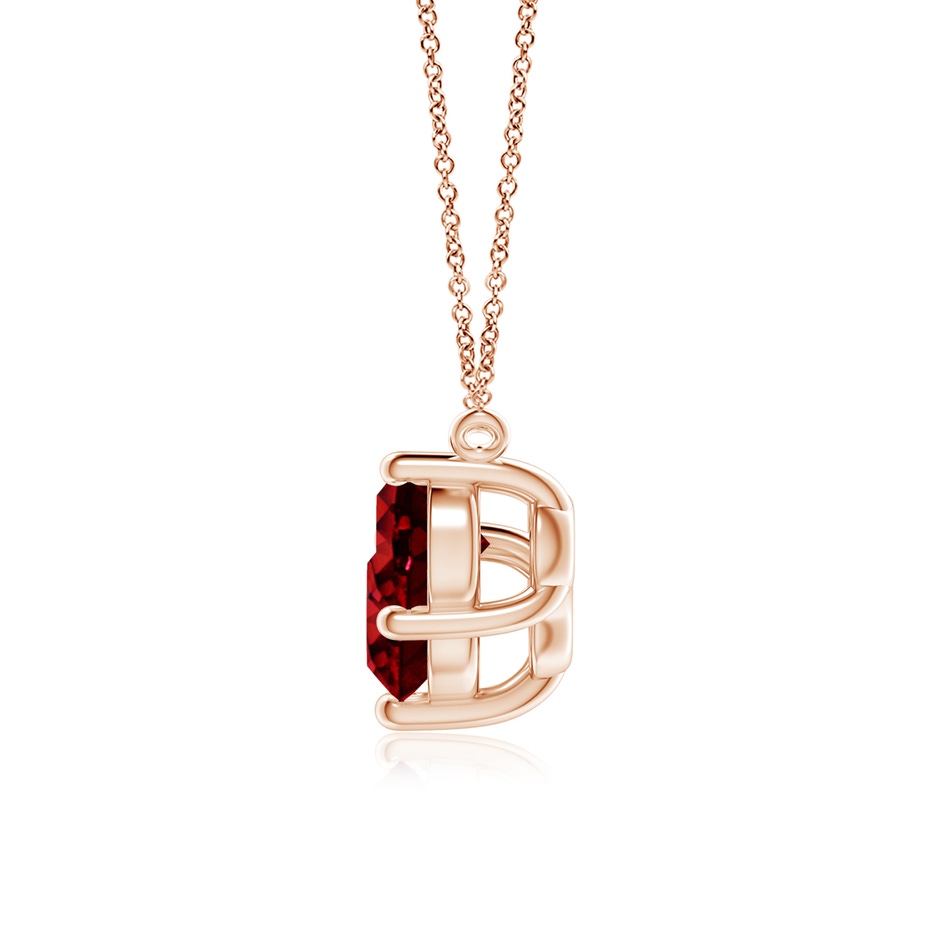 7mm AAAA Classic Trio Round Ruby Necklace in Rose Gold side 199