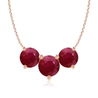8mm A Classic Trio Round Ruby Necklace in 18K Rose Gold