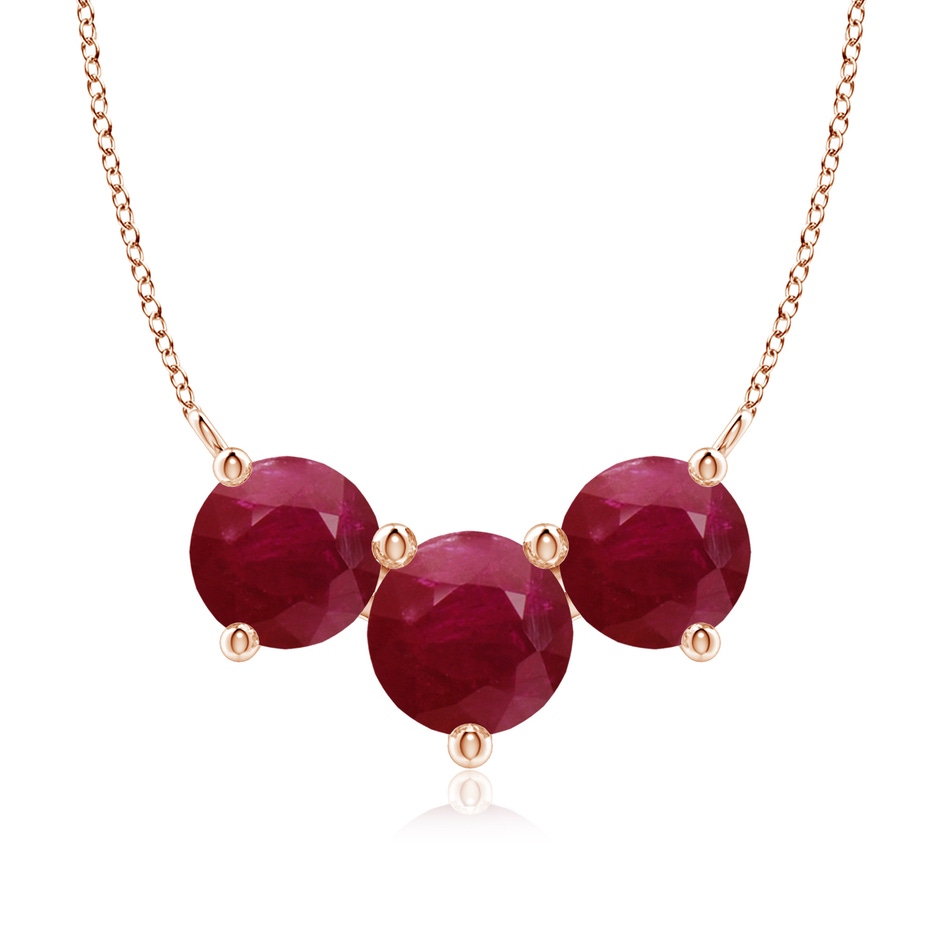 8mm A Classic Trio Round Ruby Necklace in 18K Rose Gold 