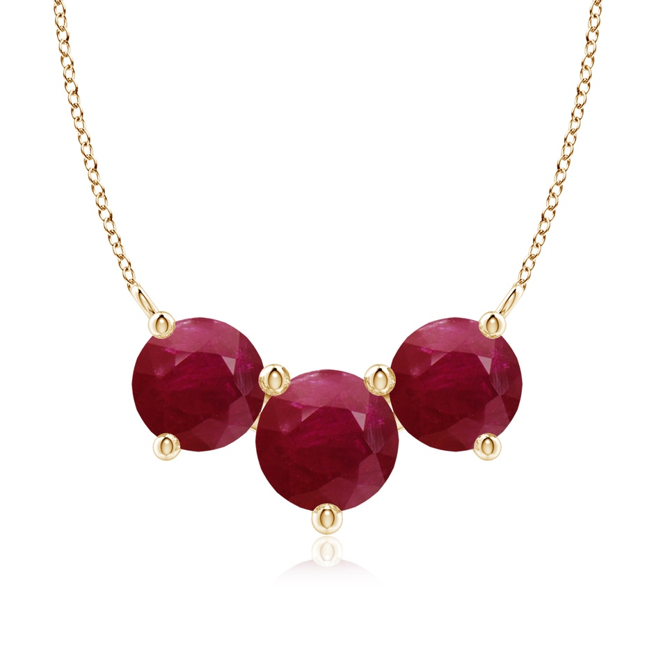 8mm A Classic Trio Round Ruby Necklace in Yellow Gold 