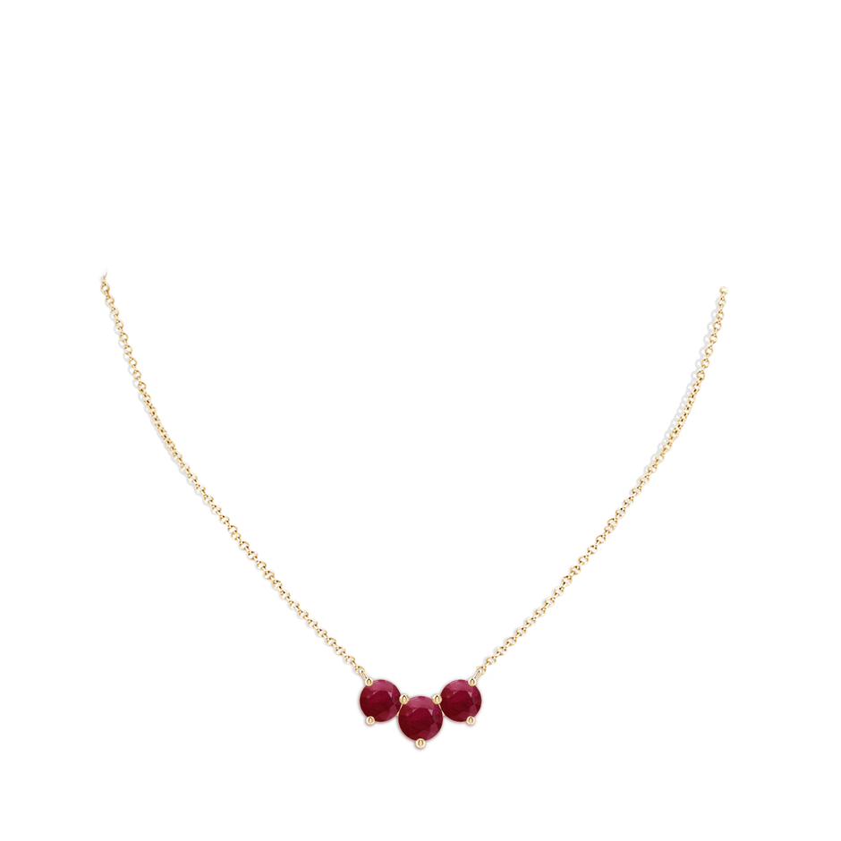 8mm A Classic Trio Round Ruby Necklace in Yellow Gold pen