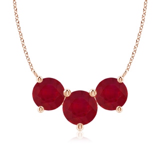 8mm AA Classic Trio Ruby Necklace in 9K Rose Gold