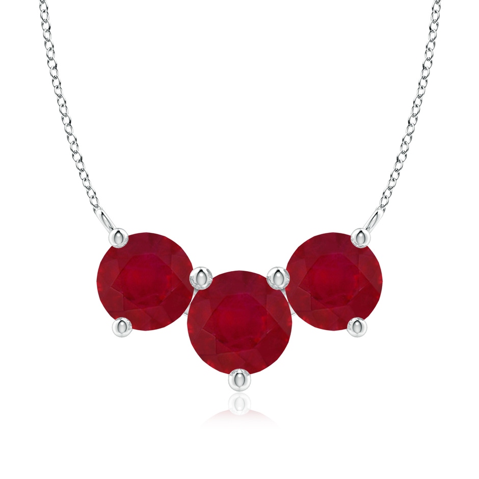 8mm AA Classic Trio Round Ruby Necklace in White Gold 