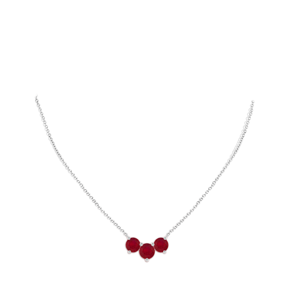 8mm AA Classic Trio Round Ruby Necklace in White Gold pen