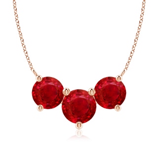 8mm AAA Classic Trio Ruby Necklace in 9K Rose Gold