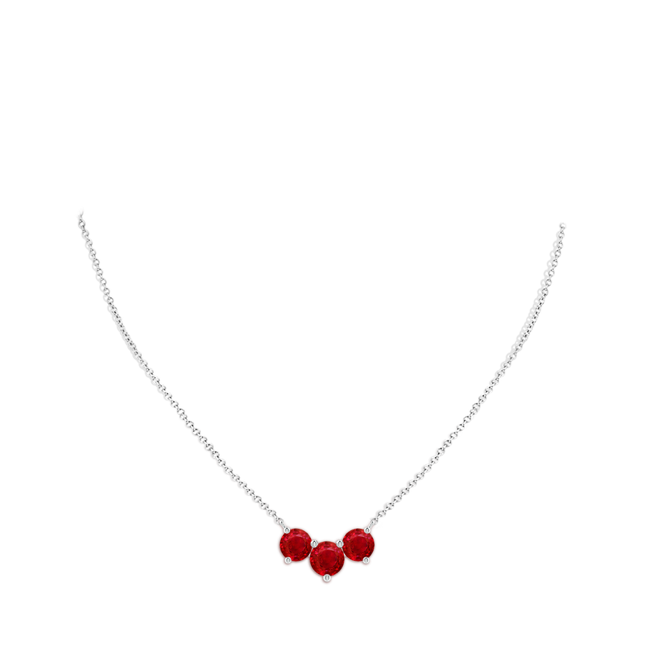 8mm AAA Classic Trio Round Ruby Necklace in P950 Platinum pen