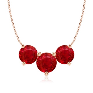 8mm AAA Classic Trio Ruby Necklace in Rose Gold
