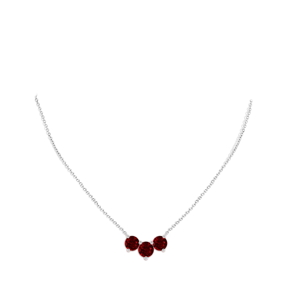 8mm AAAA Classic Trio Round Ruby Necklace in P950 Platinum pen
