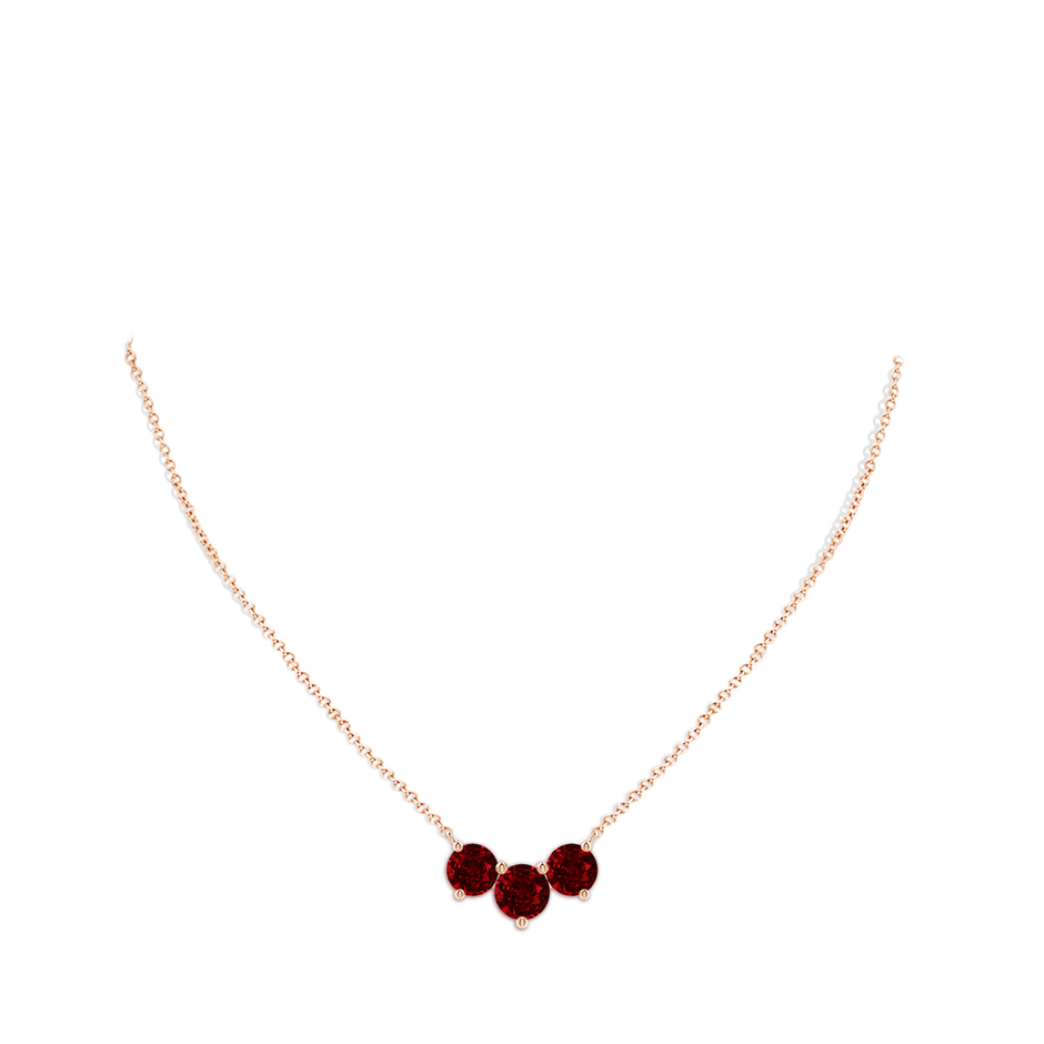 8mm AAAA Classic Trio Round Ruby Necklace in Rose Gold pen