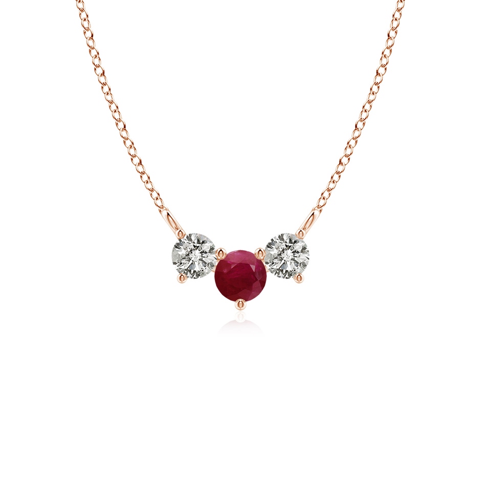 4mm A Classic Ruby and Diamond Necklace in Rose Gold 
