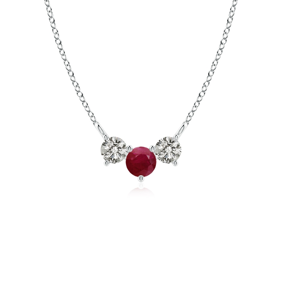 4mm A Classic Ruby and Diamond Necklace in White Gold 