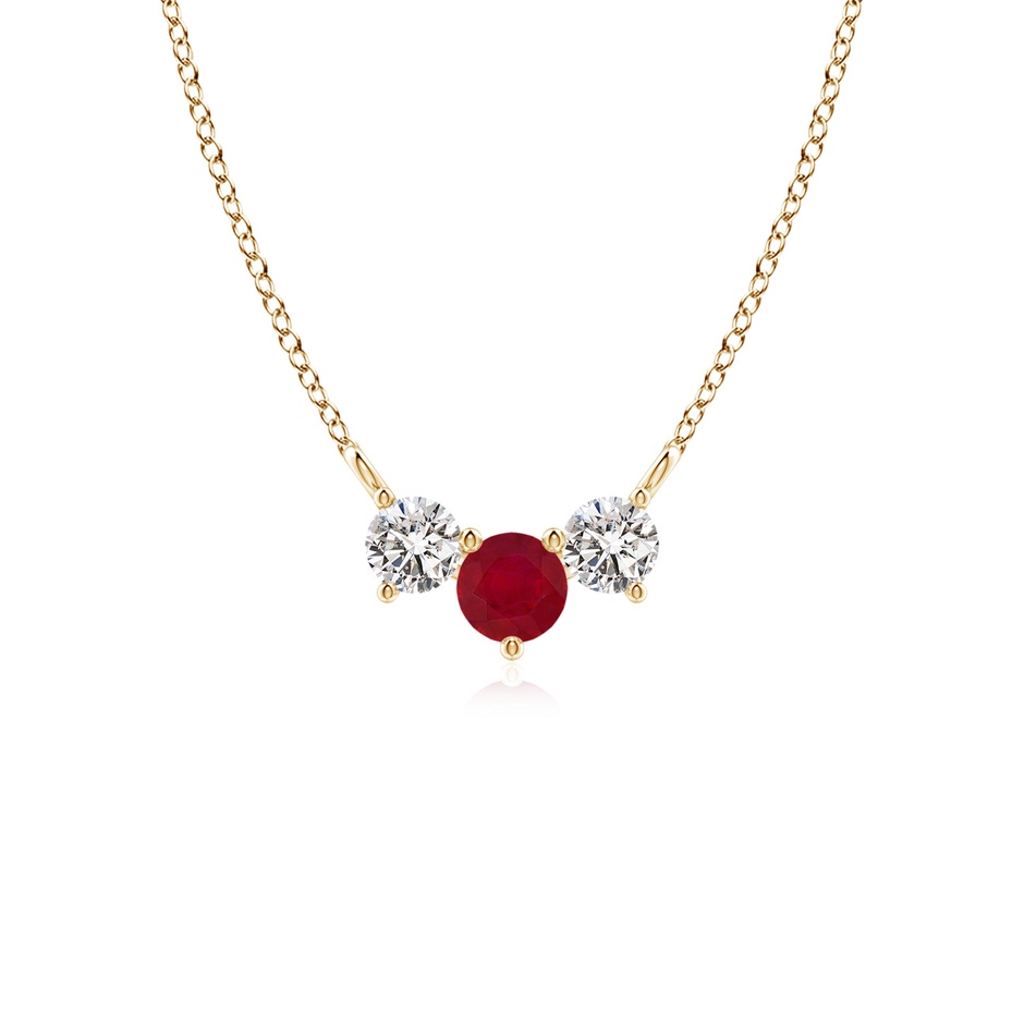 4mm AA Classic Ruby and Diamond Necklace in Yellow Gold 