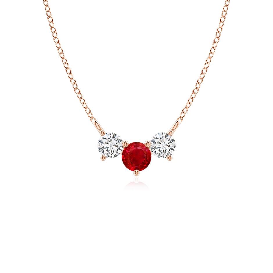 4mm AAA Classic Ruby and Diamond Necklace in Rose Gold 