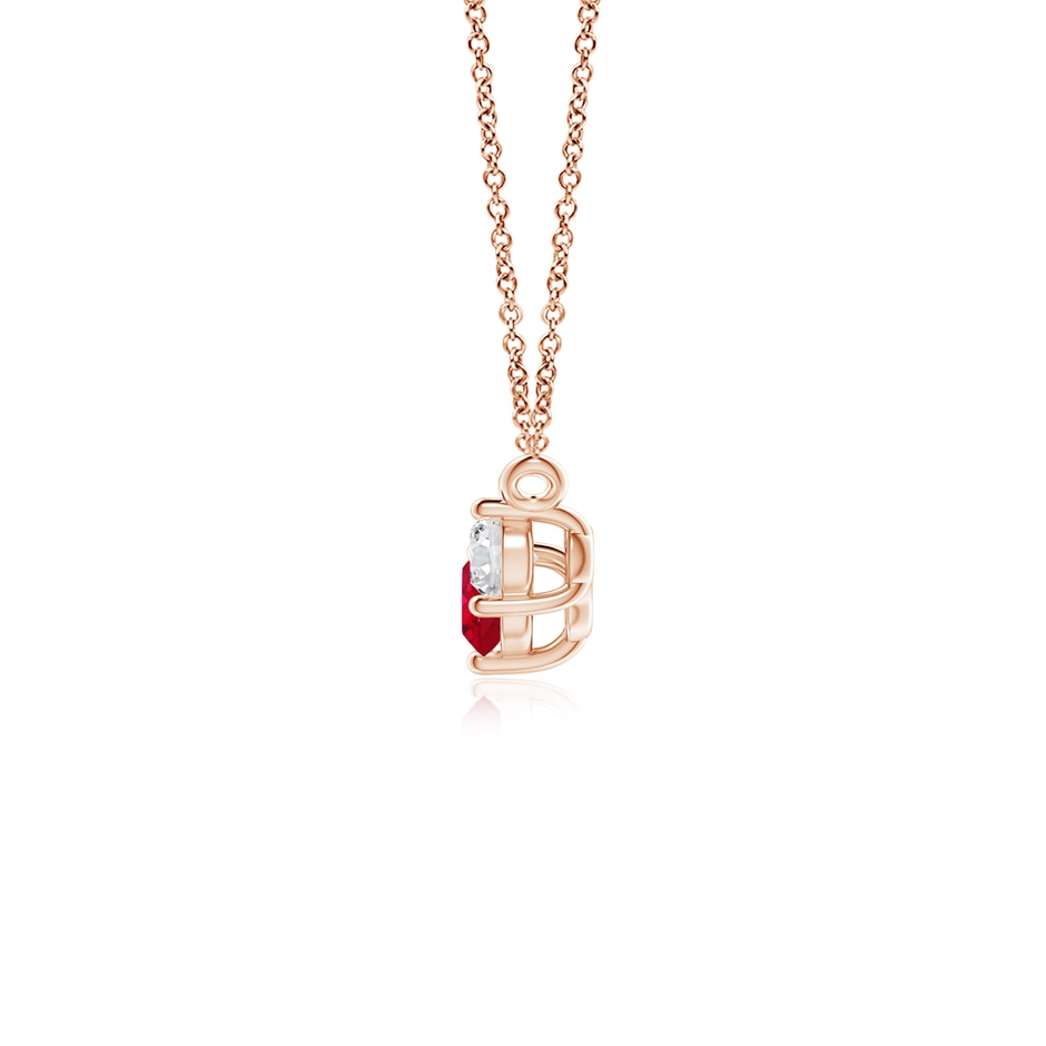 4mm AAA Classic Ruby and Diamond Necklace in Rose Gold side 199