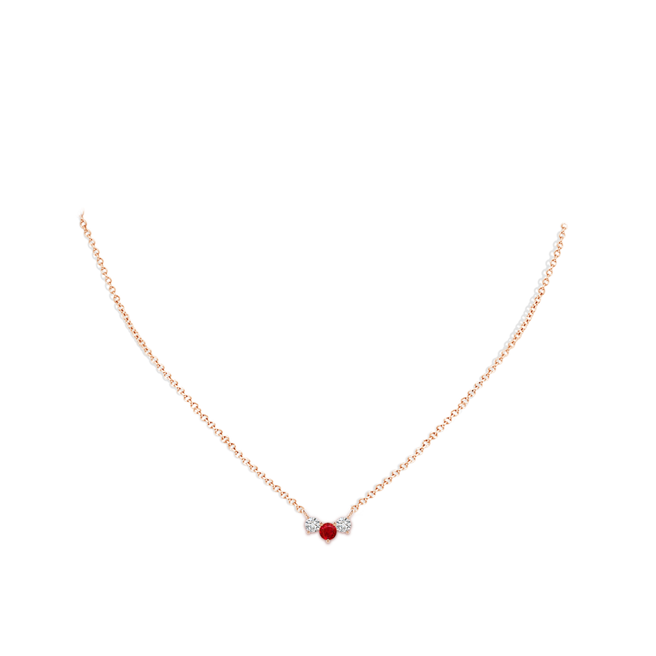 4mm AAA Classic Ruby and Diamond Necklace in Rose Gold pen