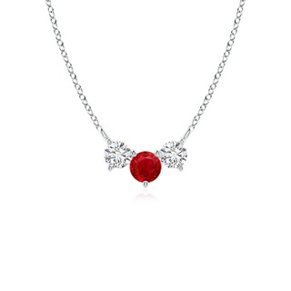 4mm AAA Classic Ruby and Diamond Necklace in White Gold