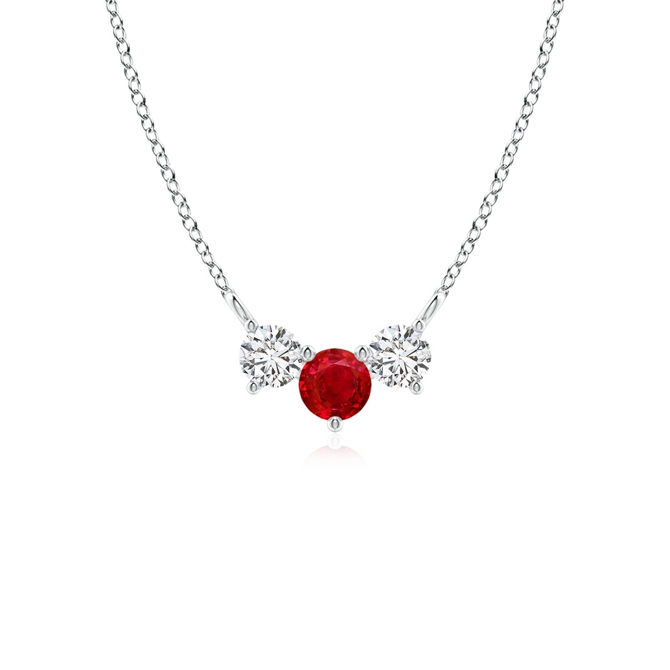 4mm AAA Classic Ruby and Diamond Necklace in White Gold 