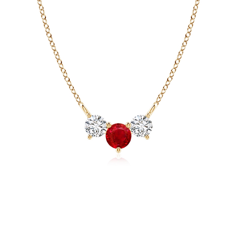4mm AAA Classic Ruby and Diamond Necklace in Yellow Gold 
