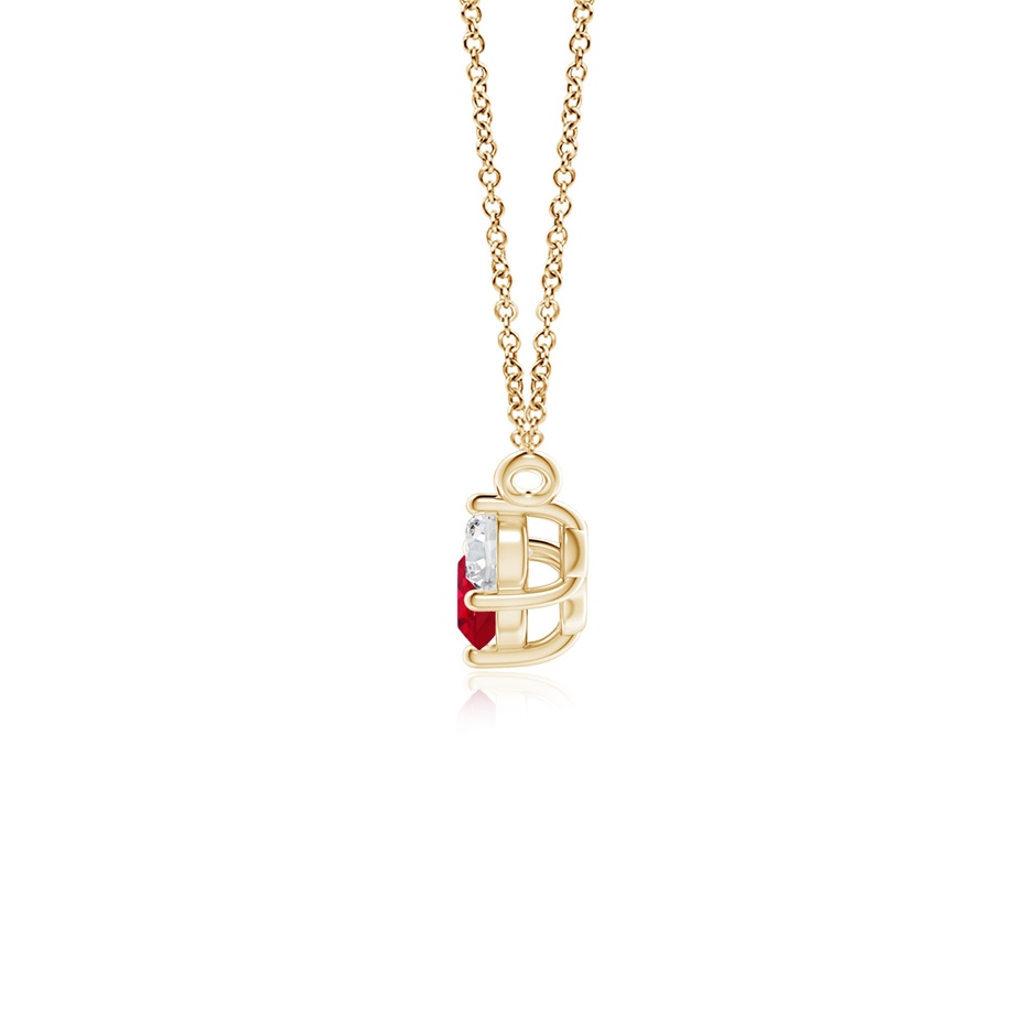 4mm AAA Classic Ruby and Diamond Necklace in Yellow Gold side 199