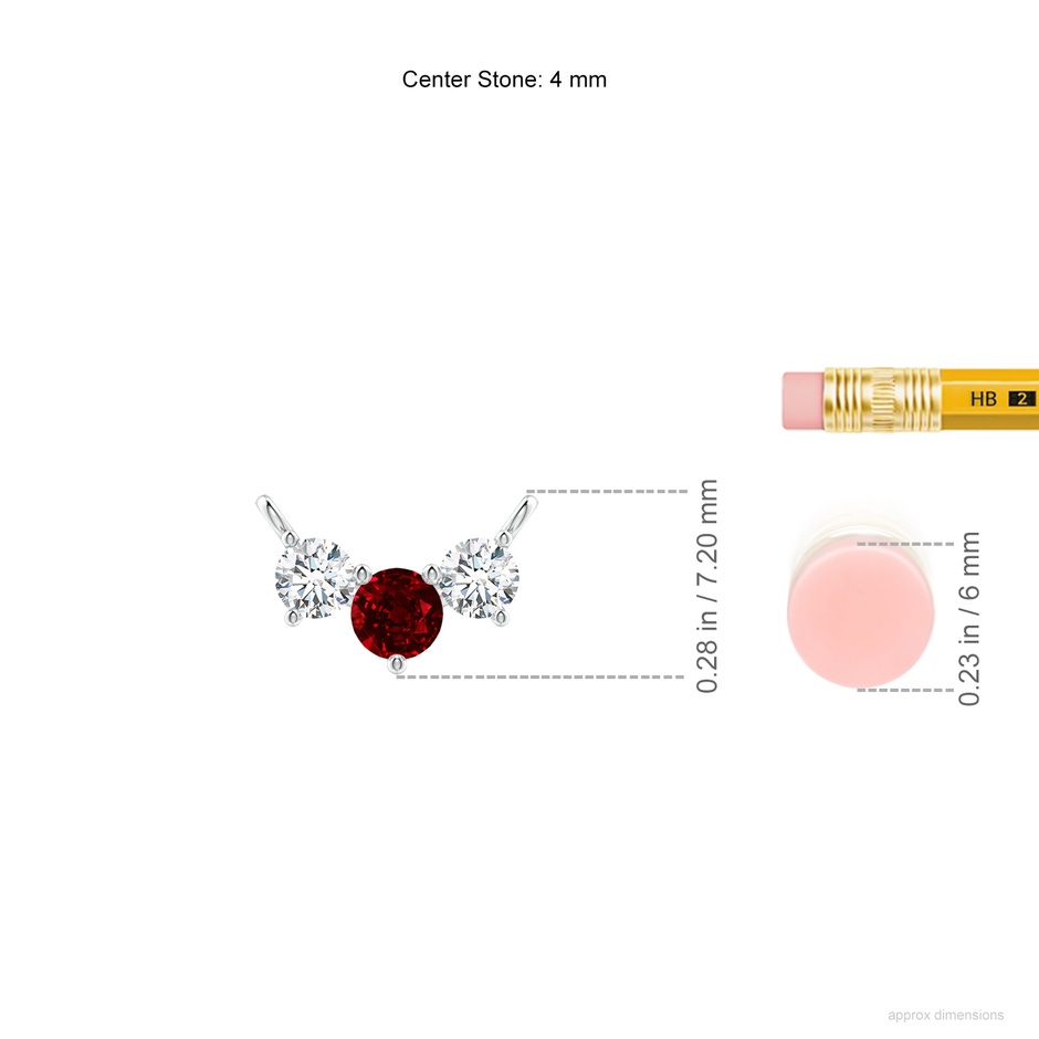 4mm AAAA Classic Ruby and Diamond Necklace in P950 Platinum ruler